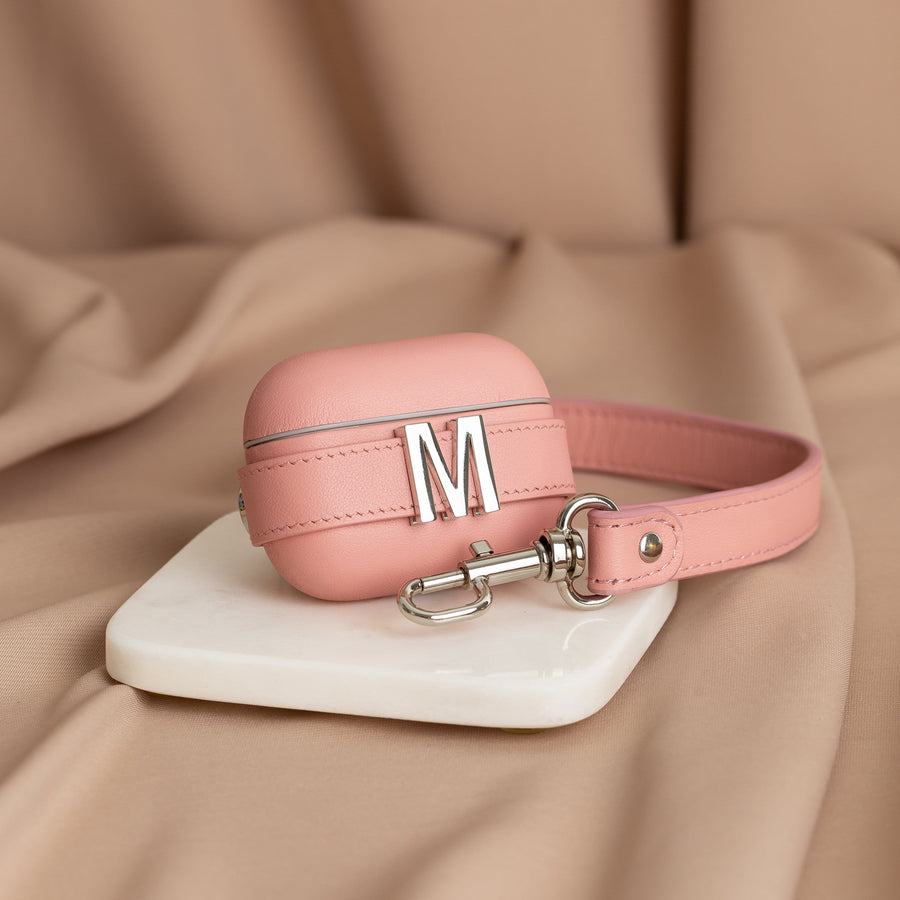 Pink LV Solid Leather Airpods Case